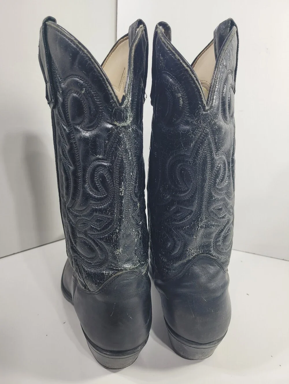Laredo Mens Black Leather Cowboy Boots Mismatched Size Left 8.5 D / Right 8 D